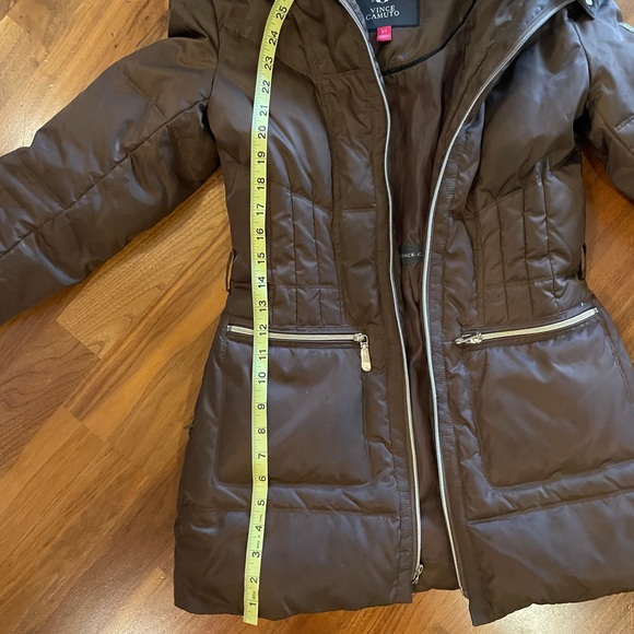 Brown Vince Camuto Luxe Puffer Jacket Fur Hood - Picture 7 of 8